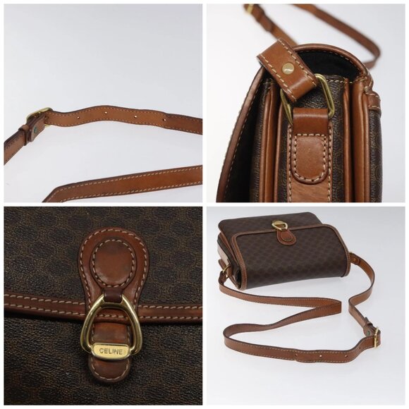 CELINE Macadam Canvas Shoulder Bag PVC Leather Brown Gold Auth 116316 - Picture 16 of 16